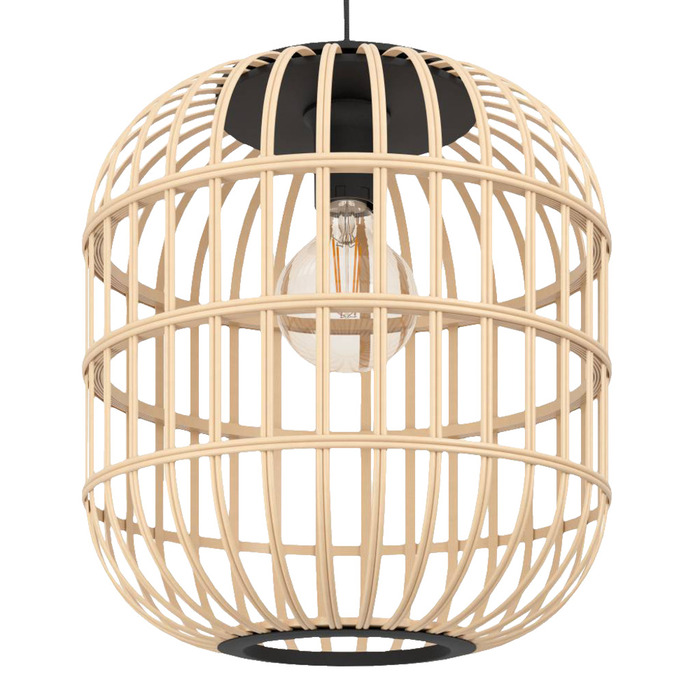 Eglo Bordesley pendel Ø35 cm bambus/sort